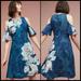 Anthropologie Dresses | Euc Maeve Elia Open Shoulder Dress In Blue Floral | Color: Blue/Green | Size: 0p