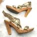 American Eagle Outfitters Shoes | American Eagle Outfitters Block Heel Gold Metallic Cork Size 8 Leather | Color: Gold | Size: 8