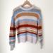 American Eagle Outfitters Sweaters | American Eagle Wool Blend Multi Color Striped Chunky Fuzzy Sweater, Size Xs | Color: Cream/Red | Size: Xs