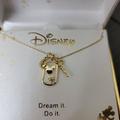 Disney Jewelry | Disney Charm 14k Gold Plated 'Dream' Chain Necklace Nib | Color: Gold | Size: Os