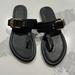 Tory Burch Shoes | New (Without Box) Tory Burch Black Sandals With Gold Buckle, Size 7. | Color: Black/Gold | Size: 7
