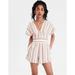 American Eagle Outfitters Pants & Jumpsuits | American Eagle Aeo Boho Striped Wrap Romper Cotton Belted V-Neck Beach Resort L | Color: Cream/Pink | Size: L