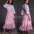 Anthropologie Skirts | Anthropologie Tie Dye Textured Pintucked Flounced Hem Maxi Skirt Pink Size L Nwt | Color: Pink/Purple | Size: L