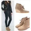 J. Crew Shoes | J Crew Macalister Leather Wedge Women's Ankle Boots | Tan | Size 7 | Tie Close | Color: Brown/Tan | Size: 7