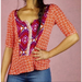 Anthropologie Tops | Anthropologie Akemi + Kim Red Ikat Tribal Print Top Womens Size Small | Color: Red | Size: S