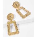 Zara Jewelry | 2/$25 Gold Textured Geometric Big Dangle Earrings D2 | Color: Gold | Size: Os