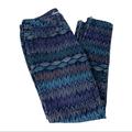 American Eagle Outfitters Jeans | American Eagle Leaf Print Jegging Jeans Zipper Ankle Blue Multi Color Size 4 | Color: Blue/Purple | Size: 4