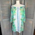 Lilly Pulitzer Dresses | Lilly Pulitzer Maryellen Off-The-Shoulder Long Sleeve Dress Coconut Row Sz S | Color: Blue/Green | Size: S