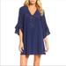 Lilly Pulitzer Dresses | Lilly Pulitzer Women's Blue V-Neck Tatiana Beaded Silk Tunic Dress Size L | Color: Blue | Size: L