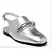 Burberry Shoes | Burberry Cheltown Metallic-Leather Slingback Loafers | Color: Silver | Size: 36.5eu