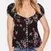 Free People Tops | Free People Floral Top | Color: Black/Pink | Size: Xs