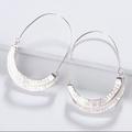 Anthropologie Jewelry | Anthropologie Silver White-Gold Plated Crescent Arc Hoop Earrings | Color: Silver | Size: Os