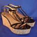 Kate Spade Shoes | Black Theodora Gold Fleck Cork Covered Wedge Sandal | Color: Black/Gold | Size: 8.5