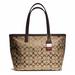 Coach Bags | Coach | Brown Legacy Signature Canvas Weekend Medium Zip Top Tote Bag - Like New | Color: Brown/Tan | Size: Medium