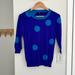 J. Crew Sweaters | J Crew Tippy Polka Dot Merino Wool 3/4” Sleeve Sweater Sz: Xs | Color: Blue | Size: Xs