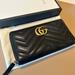 Gucci Bags | Gucci Marmont Double G Black Leather Zip Wallet | Color: Black/Gold | Size: Os