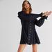 Free People Dresses | Free People In The Mood For Frills Mini Dress Black Buttondown Ruffle Xs | Color: Black | Size: Xs