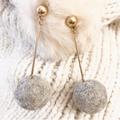 Anthropologie Jewelry | 2/$35 Anthropologie Gold Plated Gray Felted Wool Pom Poms Long Drop Ear | Color: Gold/Gray | Size: Os