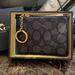 Coach Accessories | Authentic Coach 1941 Leather/Signature Jacquard Zip Top Card Case/Keychain/Id | Color: Black/Gray | Size: 4.5" (L) X 3.1"(H)