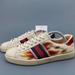 Gucci Shoes | Gucci Web Ace Fire Sneaker Beige Leather Phyton Heel 7 G Or 7.5 Us 41 Eur 440724 | Color: Cream | Size: 7.5