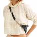 Free People Tops | Free People Piper Pieced Cropped Hoodie Top Eyelet Sweatshirt Peasant Xs | Color: Red/White | Size: Xs