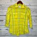 American Eagle Outfitters Tops | American Eagle Outfitters Womens Yellow 3/4 Sleeve Plaid Button Up Shirt Size S | Color: Yellow | Size: S