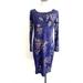 Lularoe Dresses | Lularoe Dress Purple Gold Foil Floral Shift Debbie Long Sleeve Size Small | Color: Purple | Size: S