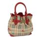 Burberry Bags | Burberry Nova Check Tote Bag Pvc Leather Beige Red Auth Yk8482 | Color: Red | Size: W11.8 X H11.8 X D6.3inch