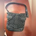 Coach Bags | Coach Vintage Black Fabric Leather Shoulder Bag | Color: Black/Silver | Size: Os