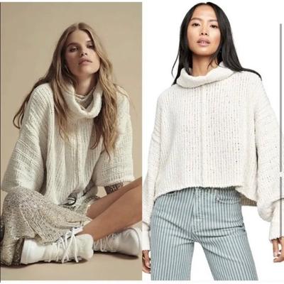 Free People Sweaters | Free People Be Yours Cowl Neck Turtleneck Sweater | Color: Cream | Size: L