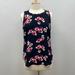 J. Crew Tops | J. Crew Floral Printed Sleeveless Blouse Preppy Business Casual Navy 10 | Color: Blue/Pink | Size: 10