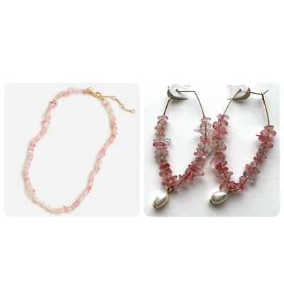 J. Crew Jewelry | J.Crew Quartz Flake Pink Necklace + Earrings Set | Color: Gold/Pink | Size: Os