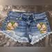 American Eagle Outfitters Shorts | American Eagle Outfitters Ae Denim Floral Embroidered Shortie Jean Short Size 2 | Color: Blue/Pink | Size: 2