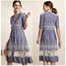 Anthropologie Dresses | Anthropologie Moulinette Soeurs Embroidered Midi Dress | Color: Blue/Cream | Size: 2