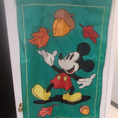 Disney Other | Disney Mickey Mouse Fall Leaves & Acorns. Outdoor Large Garden Flag | Color: Black/Green | Size: Os