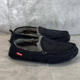 Levi's Shoes | Levi's Men's Black Harlin 2 Microsuede Faux-Fur Venetian Slippers Sz M(8-9) | Color: Black | Size: 8