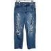 American Eagle Outfitters Jeans | American Eagle High Rise 90's Boyfriend Destroyed Jeans | Color: Blue/White | Size: 14