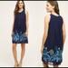 Anthropologie Dresses | Anthropologie - Not So Serious, Navy Blue Dress Embroidered Flowers Size 2 | Color: Blue/Green | Size: 2