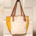 Coach Bags | Coach Park Leather Color Block Tote Bag White & Yellow 14.5" X 12" | Color: White/Yellow | Size: Os