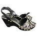 Coach Shoes | Coach Betsey Signature Wood Heel Wedges Bows Black Gray Size 8.5 | Color: Black/Gray | Size: 8.5