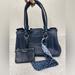 Coach Bags | Navy Pebbled Leather Coach Satchel Set | Color: Blue | Size: 9” X 14” X 3.5”