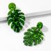 Anthropologie Jewelry | 2/$35 Anthropologie Tropical Green Marbled Resin Monstera Leaf Earrings | Color: Green | Size: Os