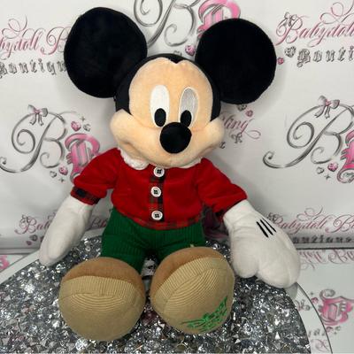 Disney Toys | Christmas Mickey Mouse Caroling Xmas Holidays Collectable Plush Stuffed Toy | Color: Green/Red | Size: Osb