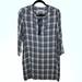 Madewell Dresses | Madewell Blue White Plaid Scoop Neck Tassel Long Sleeve Shirt Dress S | Color: Blue/White | Size: S