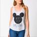 Disney Tops | Disney Mickey Gray Fringe Boho Tank Top Size Large | Color: Black/Gray | Size: L