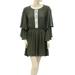 Free People Dresses | Free People Lace Open Back Mini Dress Olive Green Summer Ruffle S New | Color: Green | Size: S