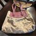 Coach Bags | Coach Bag. 12x15 In.(Hxw). Beautiful Beige And Purple Tote. Beautiful Condition. | Color: Cream/Purple | Size: Os