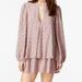 Free People Dresses | Free People Ny Beck Mini Printed Tunic Layered Ruffle Dress Size Small | Color: Gray/Pink | Size: S