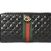 Gucci Bags | Gucci Men's Women's Long Wallet Double G Quilted Leather Round Black 536450 | Color: Black | Size: Os