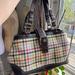 Coach Bags | Coach Brown Leather And Plaid Wool Satchel | Color: Brown/Cream/Green/Pink/Silver | Size: Os